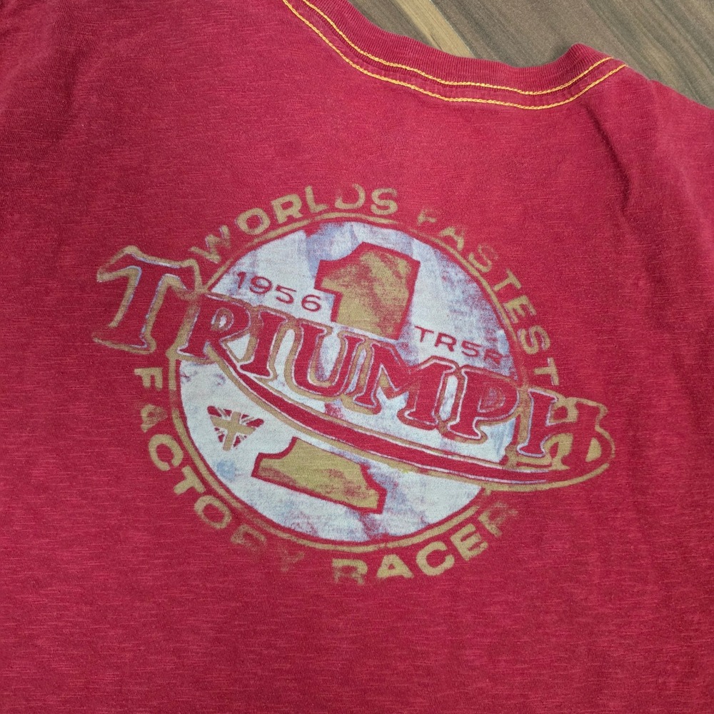 Lucky Brand Triumph Motorcycles T Shirt Red Mens L World's Fastest Factory Racer